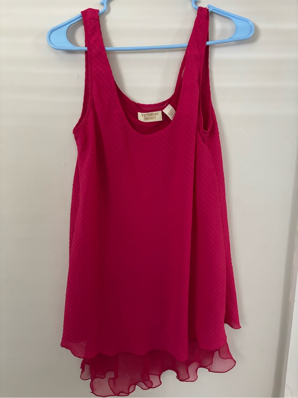 Victoria's Secret Bright Pink Chiffon-Layered Tank/ dress size small